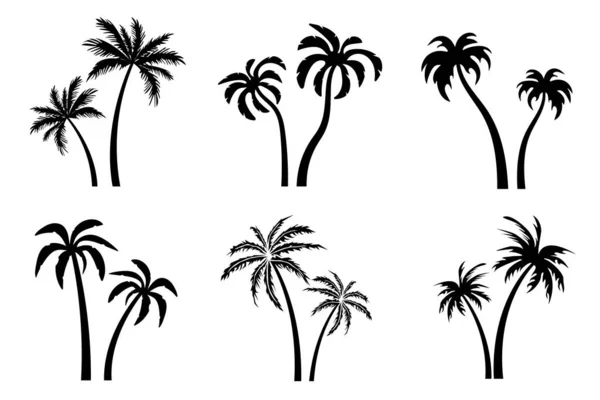 Kolekcja Czarnej Sylwetki Palmy Palmy Wektorowe Projektowania Ilustracje Stockowe bez tantiem
