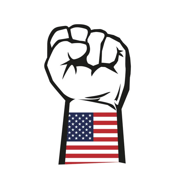 Puño Levantado Bandera Estados Unidos Signo Vectorial Aislado Blanco Concepto — Vector de stock