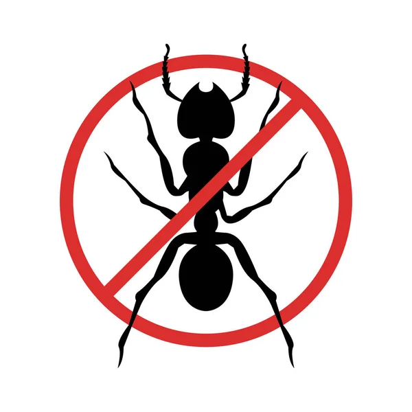 Zatrzymaj Znak Wektora Mrówek Etykieta Spray Owadobójczy Izolowane Kolorze Białym Grafika Wektorowa