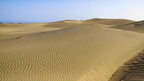 Maspalomas Dunes Gran Canaria Spain Beautiful Day Clear Skies Desert — Stock Video