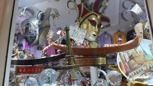 Vitrine Une Boutique Souvenirs Masques Typiques Venise — Video