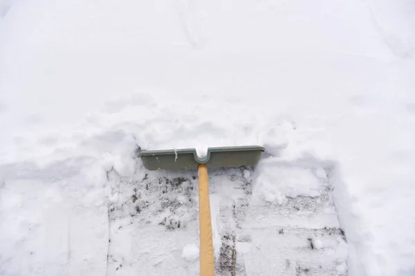 Odśnieżanie Opadach Śniegu Sezonie Zimowym — Zdjęcie stockowe
