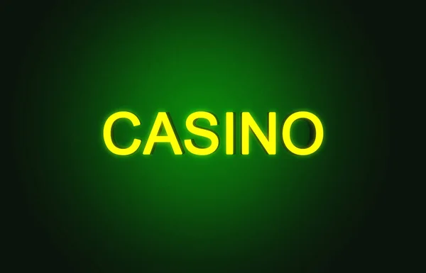 Signo Casino Brillando Sobre Fondo Terciopelo Verde Ilustración — Foto de Stock