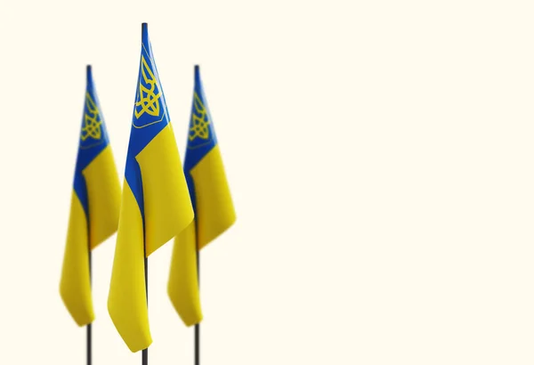 Українські Прапори Білому Фоновому Прапорі — стокове фото