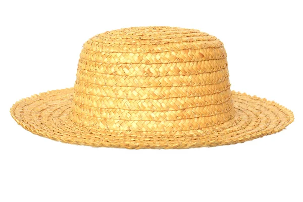 Соломенная Шляпа Белом Фоне Студии Сельский Головной Убор — стоковое фото