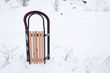 Kar açık havada kızakla kayıyordu.