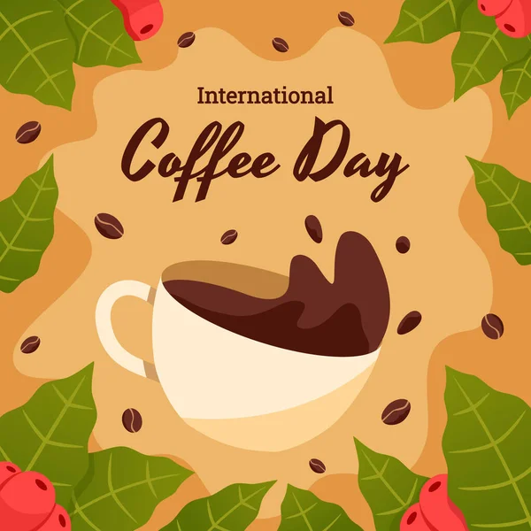 Shaking Cup Coffee International Coffee Day — Stock Vector