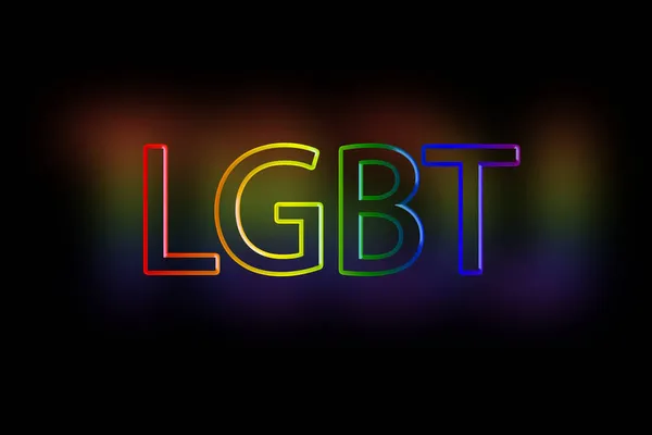 黒い背景に虹の色の輝きに3D画像の形で英語の手紙 — ストック写真