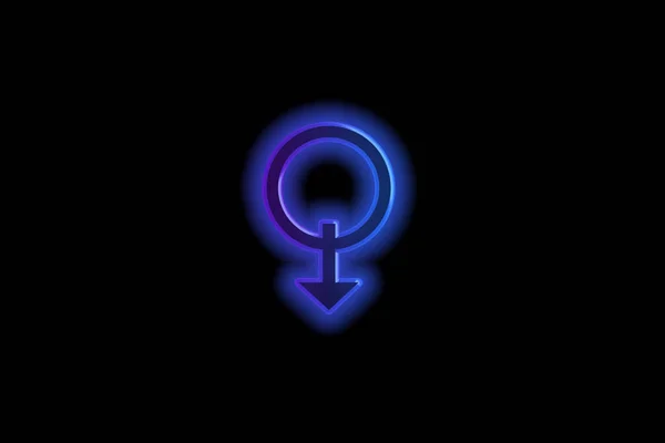 Male Sexy Symbol Form Image Pink Blue Glow Black Background — Stock Photo, Image