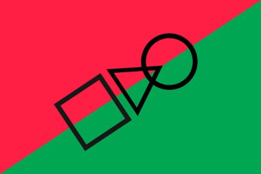Nikolaev, Ukrayna, 15 Kasım 2021 Pembe-yeşil arka planda siyah Geometrik şekiller