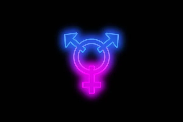 Sexy Symbol Form Image Pink Blue Glow Black Background — Stock Photo, Image