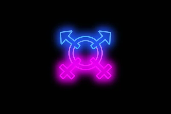 Sexy Symbol Form Image Pink Blue Glow Black Background — Stock Photo, Image