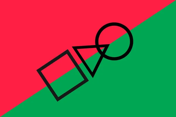 Nikolaev, Ukrayna, 15 Kasım 2021 Pembe-yeşil arka planda siyah Geometrik şekiller