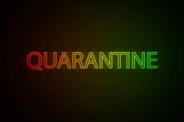 Multicolored Neon Inscription Quarantine Black Background Close — Stock Photo, Image