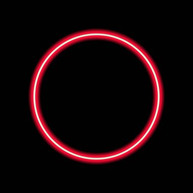Siyah arkaplanda Geometrik şekil dairesi pembe neon rengi