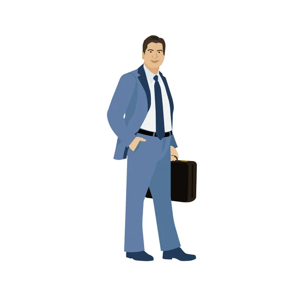 Business Man Suit Briefcase Animation Vector Illustration Man Dressed Stylish — Vetor de Stock