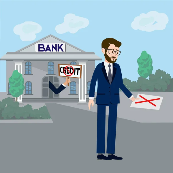 Die Bank Genehmigte Den Kredit Den Geschäftsmann Nicht Vektorillustration Eines Stockillustration