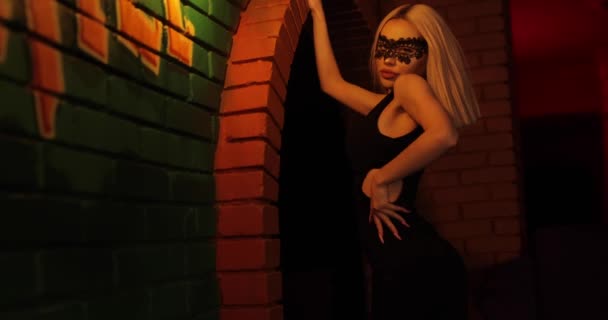 Sexy Atrakcyjne Frisky Kobieta Sukienka Pozowanie Nocny Bar — Wideo stockowe