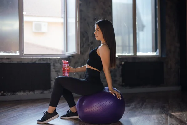 Beautiful Sporty Woman Holding Shaker Water Gym —  Fotos de Stock