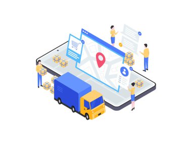 Paket Isometric Illustration 'ı gönderdi. Mobil Uygulama, Web Sitesi, Banner, Diyagramlar, Bilgi Grafikleri ve Diğer Grafiksel Varlıklar İçin Uygun.