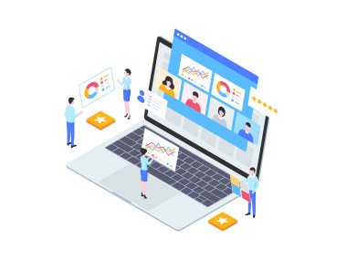Çalışan Performans Isometric Illustration. Mobil Uygulama, Web Sitesi, Banner, Diyagramlar, Bilgi Grafikleri ve Diğer Grafiksel Varlıklar İçin Uygun.