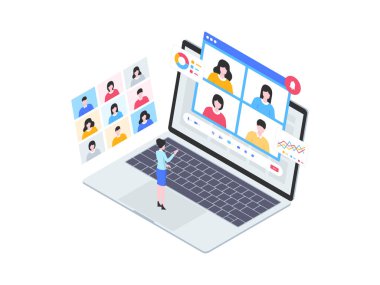 Çevrimiçi Tanışma Isometric Illustration. Mobil Uygulama, Web Sitesi, Banner, Diyagramlar, Bilgi Grafikleri ve Diğer Grafiksel Varlıklar İçin Uygun.