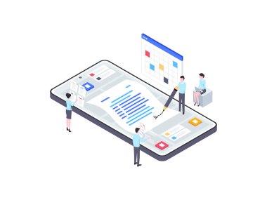 İş Sözleşmesi Isometric Illustration. Mobil Uygulama, Web Sitesi, Banner, Diyagramlar, Bilgi Grafikleri ve Diğer Grafiksel Varlıklar İçin Uygun.