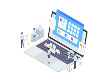 İş Belgelendirme Isometric Illustration. Mobil Uygulama, Web Sitesi, Banner, Diyagramlar, Bilgi Grafikleri ve Diğer Grafiksel Varlıklar İçin Uygun.