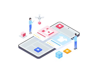 E-Ticaret Derecelendirme Isometric Illustration. Mobil Uygulama, Web Sitesi, Banner, Diyagramlar, Bilgi Grafikleri ve Diğer Grafiksel Varlıklar İçin Uygun.