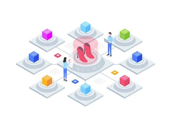 คอมเม Omnichannel Isometric Illustration เหมาะส าหร บแอพม บไซต แบนเนอร ไดอะแกรม — ภาพเวกเตอร์สต็อก