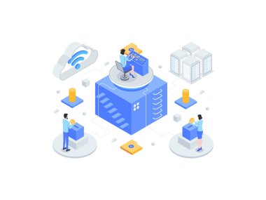 Ortak Fonlar Isometric Flat Illustration. Mobil Uygulama, Web Sitesi, Banner, Diyagramlar, Bilgi Grafikleri ve Diğer Grafiksel Varlıklar İçin Uygun.