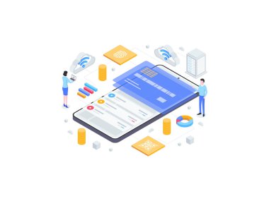 Cüzdan Isometric Flat Illustration. Mobil Uygulama, Web Sitesi, Banner, Diyagramlar, Bilgi Grafikleri ve Diğer Grafiksel Varlıklar İçin Uygun.