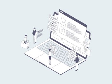 Dönem ve Durum Isometric Illustration Lineal Grey. Mobil Uygulama, Web Sitesi, Banner, Diyagramlar, Bilgi Grafikleri ve Diğer Grafiksel Varlıklar İçin Uygun.