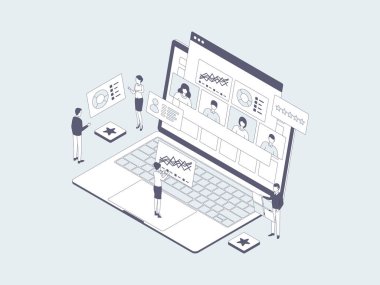 İşçi Performansı Isometric Illustration Lineal Grey. Mobil Uygulama, Web Sitesi, Banner, Diyagramlar, Bilgi Grafikleri ve Diğer Grafiksel Varlıklar İçin Uygun.