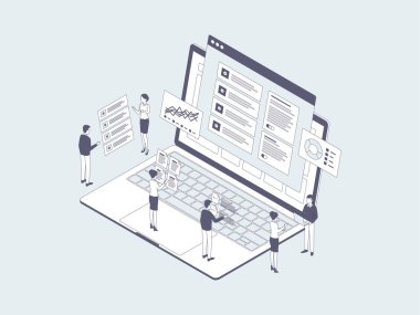 Anahtar Performans Göstergesi Isometric Illustration Lineal Grey. Mobil Uygulama, Web Sitesi, Banner, Diyagramlar, Bilgi Grafikleri ve Diğer Grafiksel Varlıklar İçin Uygun.