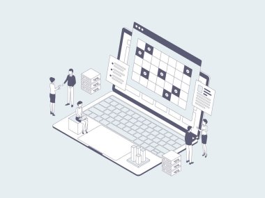 İş anlaşması Isometric Illustration Lineal Grey. Mobil Uygulama, Web Sitesi, Banner, Diyagramlar, Bilgi Grafikleri ve Diğer Grafiksel Varlıklar İçin Uygun.