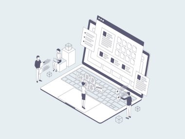 İş Belgelendirme Isometric Illustration Lineal Grey. Mobil Uygulama, Web Sitesi, Banner, Diyagramlar, Bilgi Grafikleri ve Diğer Grafiksel Varlıklar İçin Uygun.