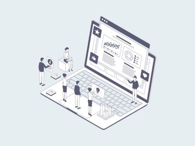 Isometric Illustration Lineal Grey. Mobil Uygulama, Web Sitesi, Banner, Diyagramlar, Bilgi Grafikleri ve Diğer Grafiksel Varlıklar İçin Uygun.
