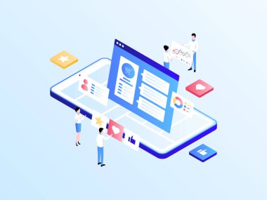 İfadesel Mobil Isometric Illustration Işık Gradyanı. Mobil Uygulama, Web Sitesi, Banner, Diyagramlar, Bilgi Grafikleri ve Diğer Grafiksel Varlıklar İçin Uygun.