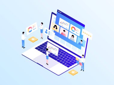 Eleman Performansı Isometric Illustration Light Gradient. Mobil Uygulama, Web Sitesi, Banner, Diyagramlar, Bilgi Grafikleri ve Diğer Grafiksel Varlıklar İçin Uygun.