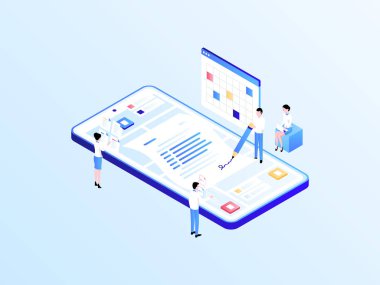 İş Sözleşmesi Isometric Illustration Light Gradient. Mobil Uygulama, Web Sitesi, Banner, Diyagramlar, Bilgi Grafikleri ve Diğer Grafiksel Varlıklar İçin Uygun.