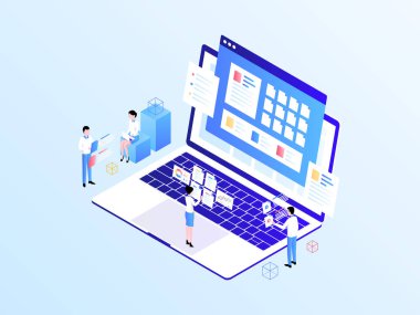 İş Belgelendirme Isometric Illustration Light Gradient. Mobil Uygulama, Web Sitesi, Banner, Diyagramlar, Bilgi Grafikleri ve Diğer Grafiksel Varlıklar İçin Uygun.