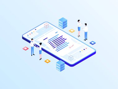 İş ortaklığı Isometric Illustration Light Gradient. Mobil Uygulama, Web Sitesi, Banner, Diyagramlar, Bilgi Grafikleri ve Diğer Grafiksel Varlıklar İçin Uygun.