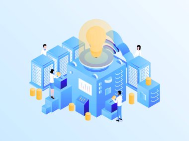 Isometric Light Gradyan Illustration 'da kitle fonlaması. Mobil Uygulama, Web Sitesi, Banner, Diyagramlar, Bilgi Grafikleri ve Diğer Grafiksel Varlıklar İçin Uygun.