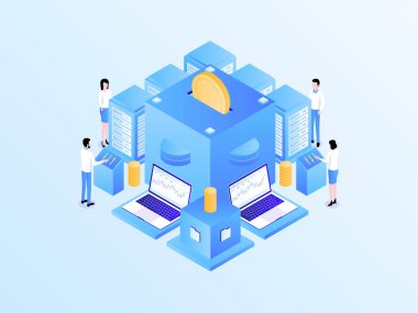 Yatırım Isometric Light Gradyan Illustration. Mobil Uygulama, Web Sitesi, Banner, Diyagramlar, Bilgi Grafikleri ve Diğer Grafiksel Varlıklar İçin Uygun.