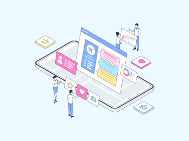 İfadesel Mobil Isometric Çizgi Rengi. Mobil Uygulama, Web Sitesi, Banner, Diyagramlar, Bilgi Grafikleri ve Diğer Grafiksel Varlıklar İçin Uygun.