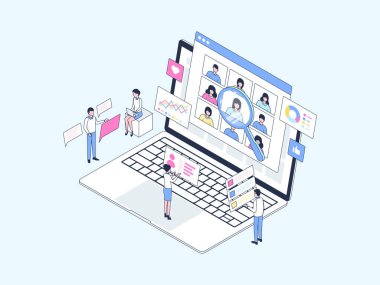 Pazar Araştırması Isometric Illustration Lineal Rengi. Mobil Uygulama, Web Sitesi, Banner, Diyagramlar, Bilgi Grafikleri ve Diğer Grafiksel Varlıklar İçin Uygun.