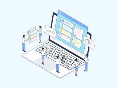 Anahtar Performans Göstergesi Isometric Illustration Lineal Rengi. Mobil Uygulama, Web Sitesi, Banner, Diyagramlar, Bilgi Grafikleri ve Diğer Grafiksel Varlıklar İçin Uygun.