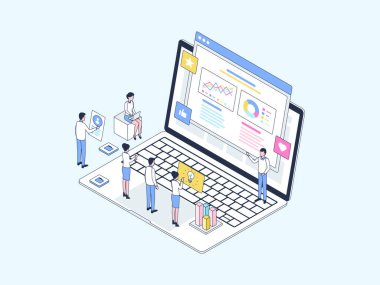 Isometric Illustration Lineal Rengi. Mobil Uygulama, Web Sitesi, Banner, Diyagramlar, Bilgi Grafikleri ve Diğer Grafiksel Varlıklar İçin Uygun.