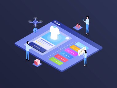 E-Ticaret Kataloğu Isometric Illustration Karanlık Gradyan 'ı Yükle. Mobil Uygulama, Web Sitesi, Banner, Diyagramlar, Bilgi Grafikleri ve Diğer Grafiksel Varlıklar İçin Uygun.